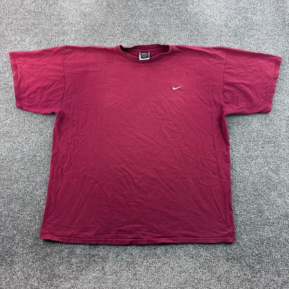 Vintage Nike Shirt Mens 2XL Burgundy Red Cotton Embroidered Swoosh Nike Team